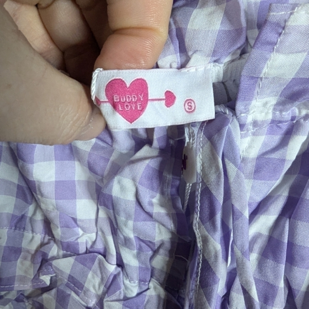🤩 NWT Buddy Love Purple Gingham Mini Dress Size Small - Picture 7 of 13